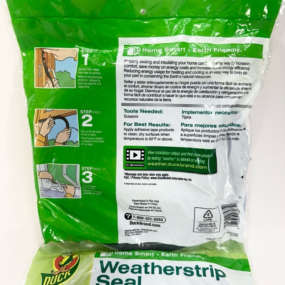 Duck Window Insulating Heat Shrink Film Kit 62” X 126” & 2 Pks Weatherstrip Seal - Picture 8 of 8